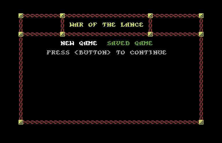 War of the Lance Commodore 64 Screenshot: Start a new game?