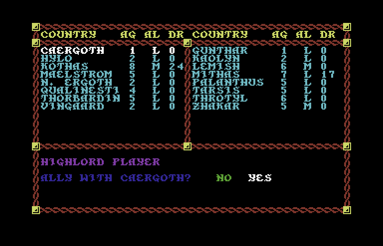War of the Lance Commodore 64 Screenshot: Form an alliance?