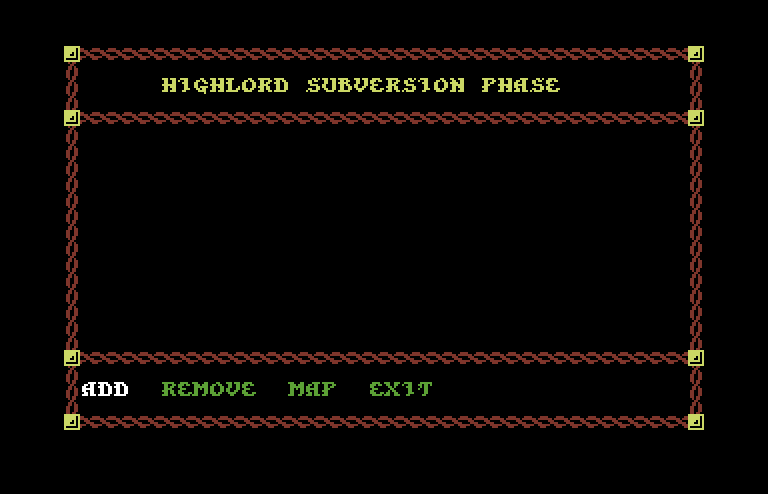 War of the Lance Commodore 64 Screenshot: Begin the highlord subversion phase...