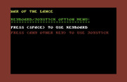 War of the Lance for Commodore 64 - Select keyboard or joystick...