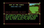 War of the Lance for Commodore 64 - Game start.