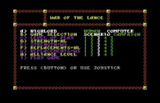 War of the Lance for Commodore 64 - The main menu.