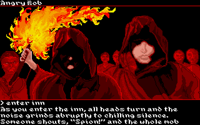 Transylvania III: Vanquish the Night IBM PC/Compatibles Screenshot: These folks don't look too friendly...
