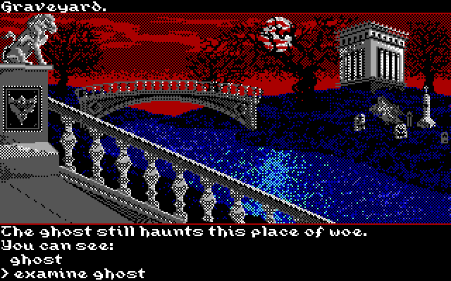 Transylvania III: Vanquish the Night IBM PC/Compatibles Screenshot: A ghostly figure appears.