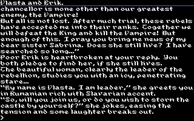 Transylvania III: Vanquish the Night IBM PC/Compatibles Screenshot: The graphics can be turned off to make reading easier.