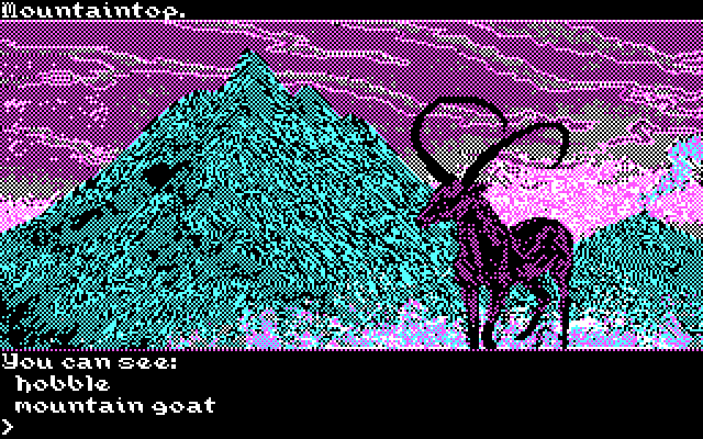 Transylvania III: Vanquish the Night IBM PC/Compatibles Screenshot: There is a mountain goat here...what should I do?