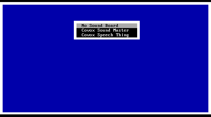Transylvania III: Vanquish the Night IBM PC/Compatibles Screenshot: Sound board menu.