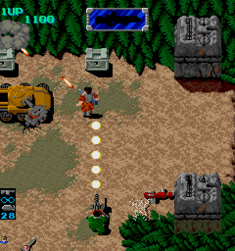 Heavy Barrel Arcade Screenshot: Run, another tank attacking!