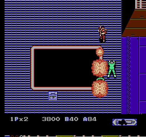 Heavy Barrel NES / Famicom Screenshot: The flamethrower is an effective weapon!
