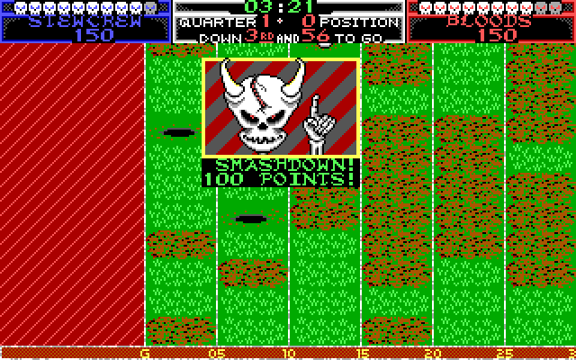 Grave Yardage IBM PC/Compatibles Screenshot: Smashdown! 100 points!