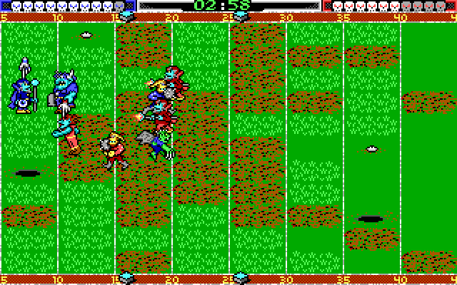 Grave Yardage IBM PC/Compatibles Screenshot: Who's got the ball? Get him!