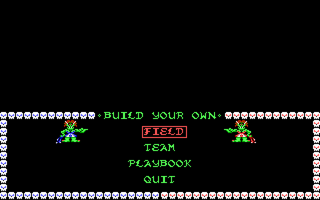 Grave Yardage IBM PC/Compatibles Screenshot: Construction set menu.