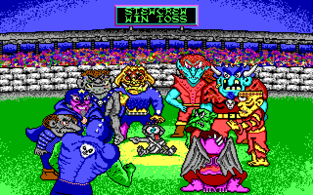 Grave Yardage IBM PC/Compatibles Screenshot: The coin toss.