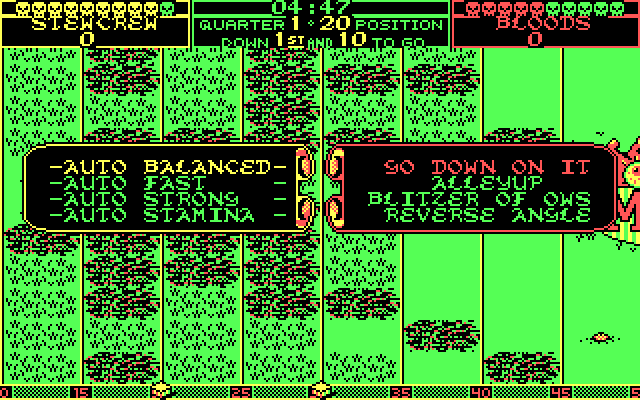 Grave Yardage IBM PC/Compatibles Screenshot: Select the next play.