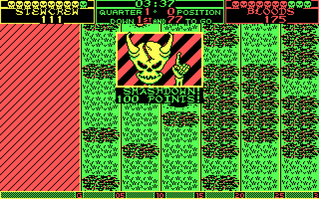 Grave Yardage IBM PC/Compatibles Screenshot: Smashdown! 100 points!