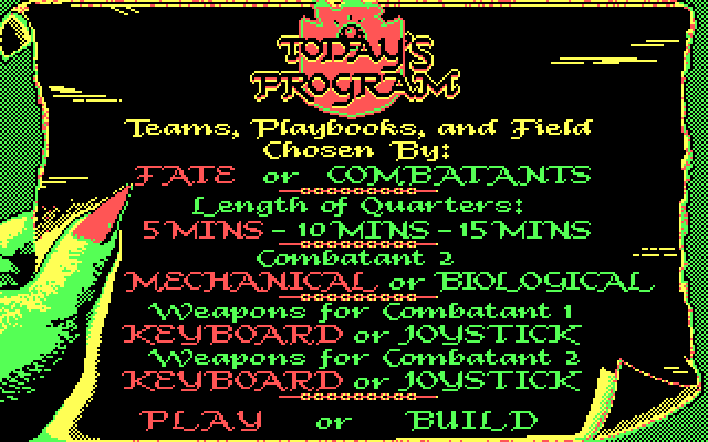 Grave Yardage IBM PC/Compatibles Screenshot: The main menu.
