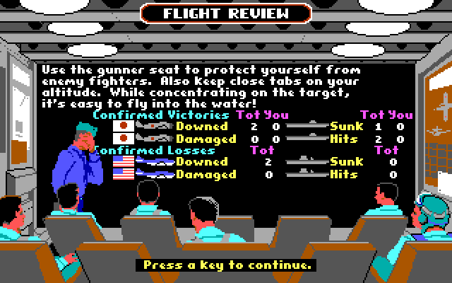 Battlehawks 1942 IBM PC/Compatibles Screenshot: Flight review...