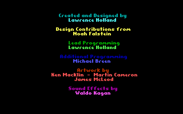Battlehawks 1942 IBM PC/Compatibles Screenshot: Credits screen.