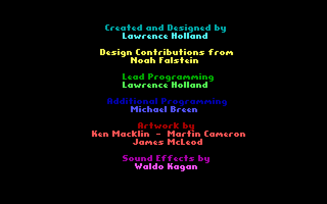 Battlehawks 1942 IBM PC/Compatibles Screenshot: Credits screen.