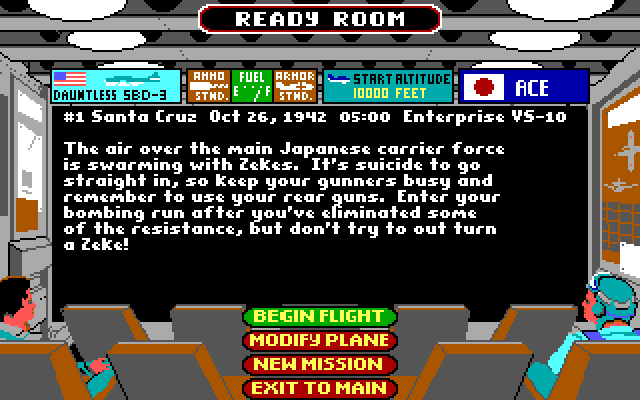 Battlehawks 1942 IBM PC/Compatibles Screenshot: Mission objectives.