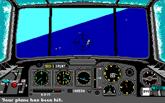 Battlehawks 1942 IBM PC/Compatibles Screenshot: Aircraft carrier in the distance...