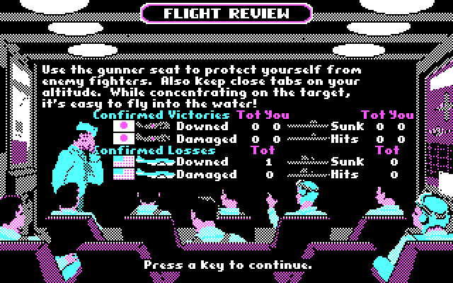 Battlehawks 1942 IBM PC/Compatibles Screenshot: Flight review.