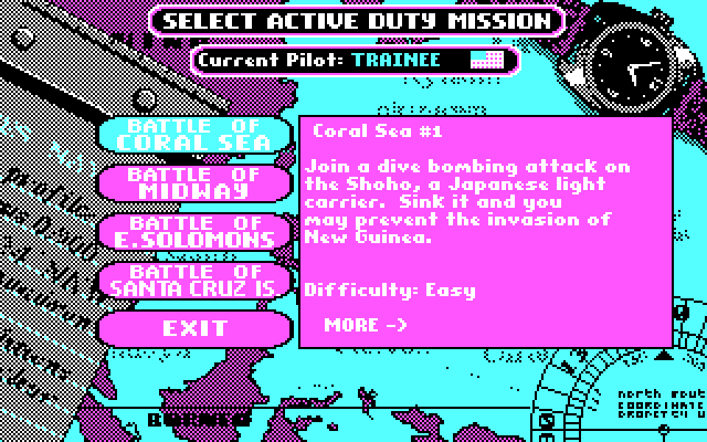 Battlehawks 1942 IBM PC/Compatibles Screenshot: Select a mission.
