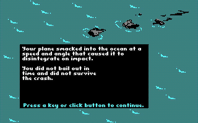 Battlehawks 1942 IBM PC/Compatibles Screenshot: Crash! Mission failed...