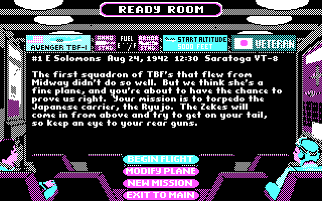 Battlehawks 1942 IBM PC/Compatibles Screenshot: Another of the mission overviews...