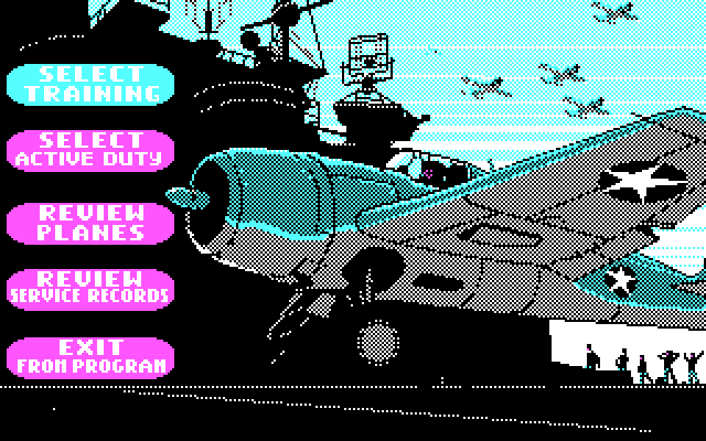 Battlehawks 1942 IBM PC/Compatibles Screenshot: The main menu.
