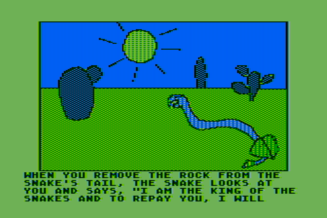 Hi-Res Adventure #2: The Wizard and the Princess Atari 8-bit Screenshot: This snake you'll want to save...