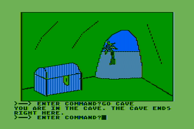 Hi-Res Adventure #2: The Wizard and the Princess Atari 8-bit Screenshot: A treasure chest! I wonder what's in it?