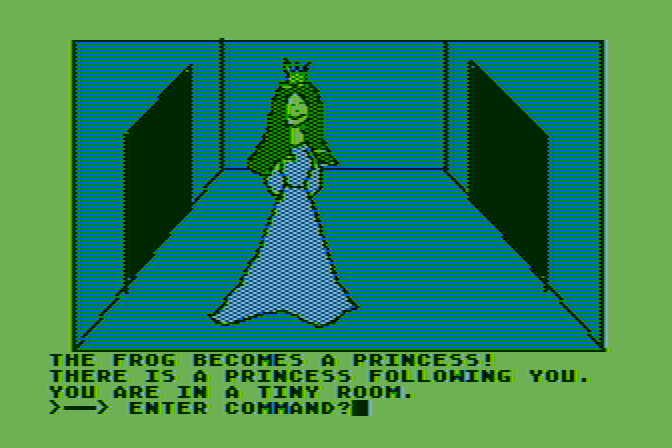 Hi-Res Adventure #2: The Wizard and the Princess Atari 8-bit Screenshot: The frog turns into a princess...