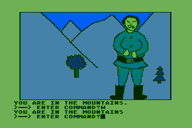 Hi-Res Adventure #2: The Wizard and the Princess Atari 8-bit Screenshot: Now a giant blocks the path!