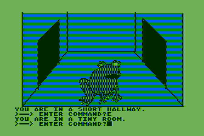 Hi-Res Adventure #2: The Wizard and the Princess Atari 8-bit Screenshot: A giant frog is here...