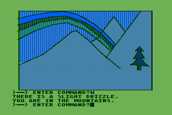 Hi-Res Adventure #2: The Wizard and the Princess Atari 8-bit Screenshot: A rainbow! I should follow it, maybe something is there...