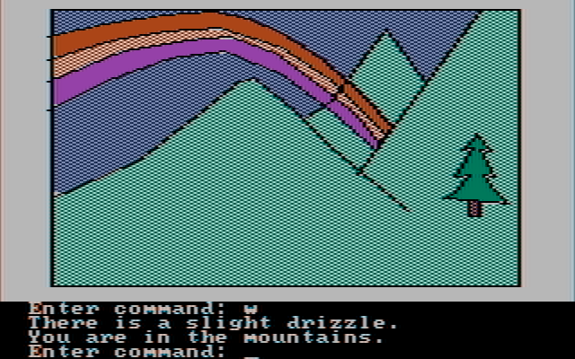 Hi-Res Adventure #2: The Wizard and the Princess IBM PC/Compatibles Screenshot: Let's follow this rainbow to see where it leads...