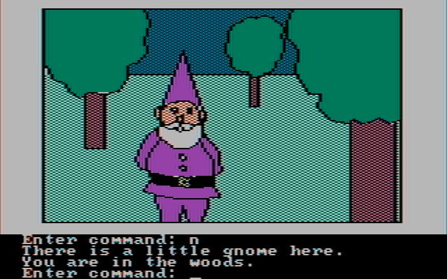 Hi-Res Adventure #2: The Wizard and the Princess IBM PC/Compatibles Screenshot: A little gnome is here.