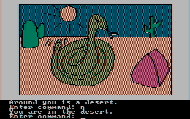 Hi-Res Adventure #2: The Wizard and the Princess IBM PC/Compatibles Screenshot: Lookout, it's a snake!