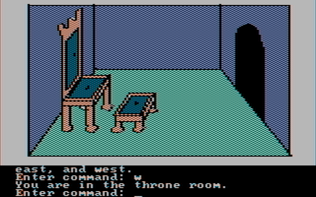 Hi-Res Adventure #2: The Wizard and the Princess IBM PC/Compatibles Screenshot: Entering the throne room.