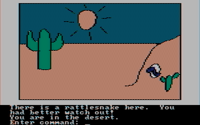 Hi-Res Adventure #2: The Wizard and the Princess IBM PC/Compatibles Screenshot: A snake is hiding in the hole...how can I get rid of it?