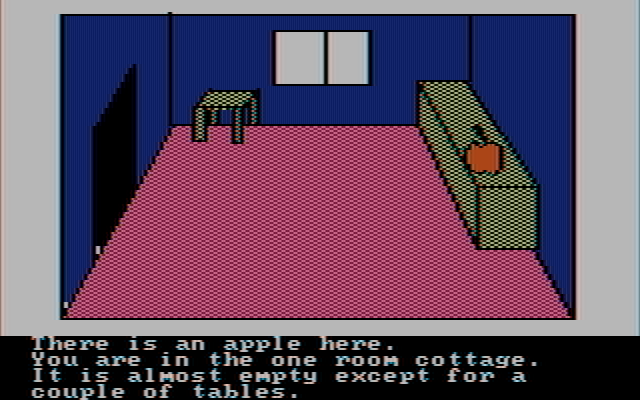 Hi-Res Adventure #2: The Wizard and the Princess IBM PC/Compatibles Screenshot: Grab that apple, but don't eat it!