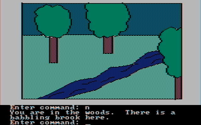 Hi-Res Adventure #2: The Wizard and the Princess IBM PC/Compatibles Screenshot: Looks like a good place to refill my flask in case I get thirsty later.