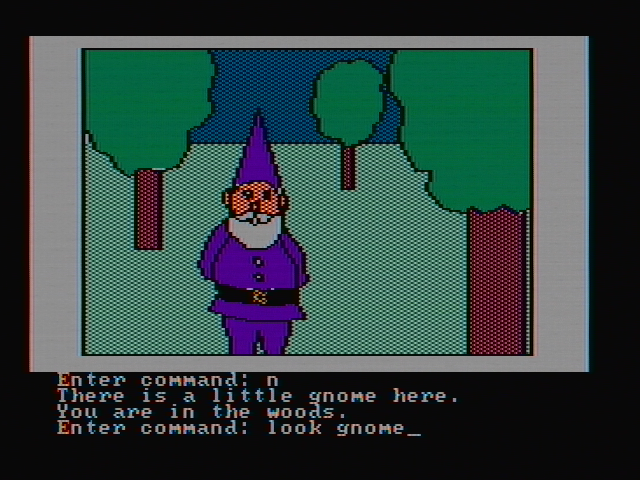 Hi-Res Adventure #2: The Wizard and the Princess IBM PC/Compatibles Screenshot: A gnome is here...