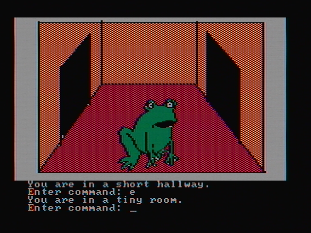 Hi-Res Adventure #2: The Wizard and the Princess IBM PC/Compatibles Screenshot: A frog in a castle?