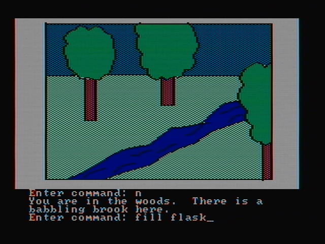 Hi-Res Adventure #2: The Wizard and the Princess IBM PC/Compatibles Screenshot: A good place to collect some water...