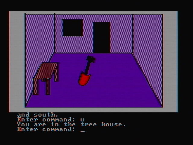 Hi-Res Adventure #2: The Wizard and the Princess IBM PC/Compatibles Screenshot: Finding items in the tree house.