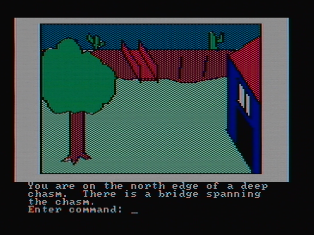 Hi-Res Adventure #2: The Wizard and the Princess IBM PC/Compatibles Screenshot: On the north end of a chasm...