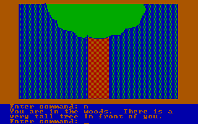 Hi-Res Adventure #2: The Wizard and the Princess IBM PC/Compatibles Screenshot: Climb this tree?