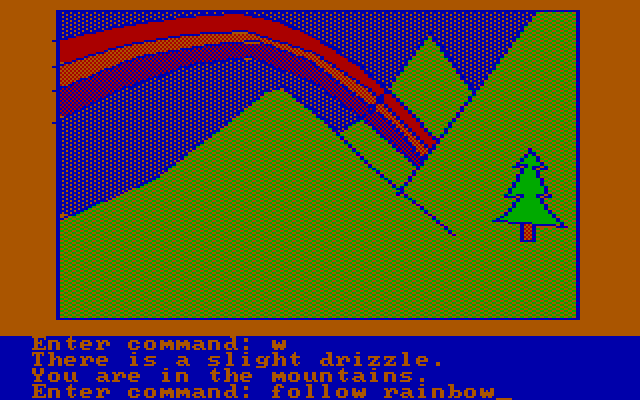 Hi-Res Adventure #2: The Wizard and the Princess IBM PC/Compatibles Screenshot: Follow the rainbow?